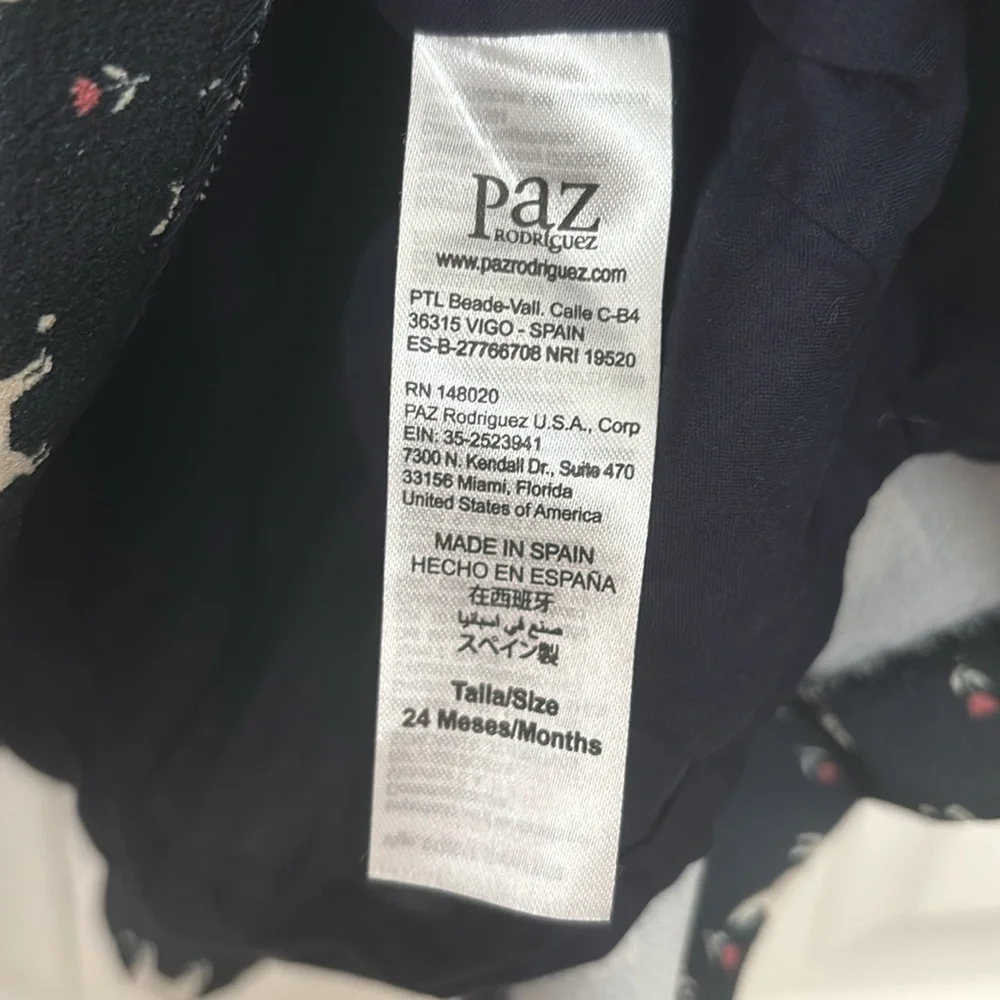 Paz Rodríguez Navy Blue Dog Print Long Sleeve Dress